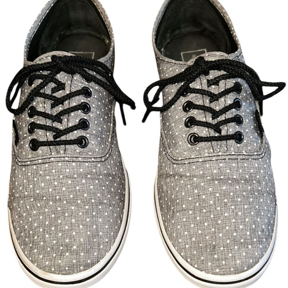 Vans Unisex Gray Polka Dot Sneakers with Black Accents